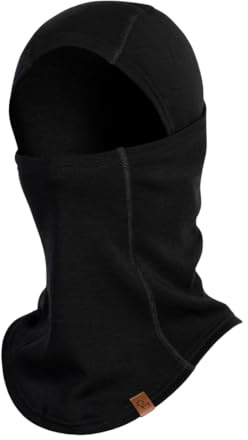 menique Cagoule thermique pour homme 100 % mérinos Noir, Noir , Taille unique