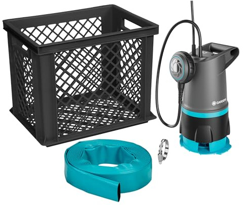 Gardena Dränkbar pump 20000 Basic för rent och smutsigt vatten Set Pumpar: Skydd mot översvämning, Hög kapacitet, Pump som hanterar både smutsigt och rent vatten (9019-47)