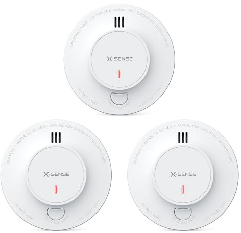 X-Sense Detector de humo inalámbrico Smart con batería de 10 años (no incluye estación base), detector de incendios fotoeléctrico compatible con SBS50 base SD19-MN (3 unidades)