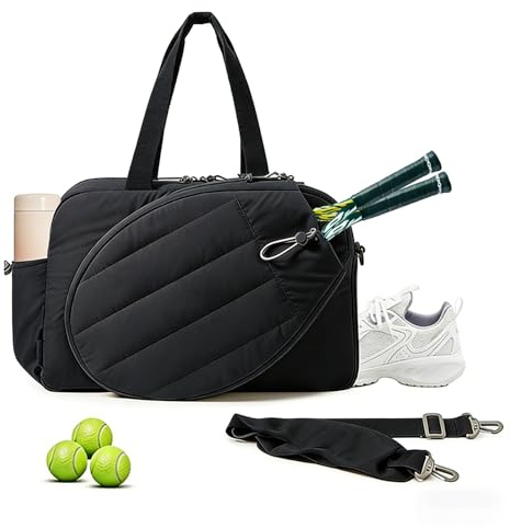 Chingcoo Badminton väska dam 48 × 19 × 31 cm, buffert sportväska stor, tennisväska med racketfack, resväska för kvinnor fitness gymväska med våtfack och skofack