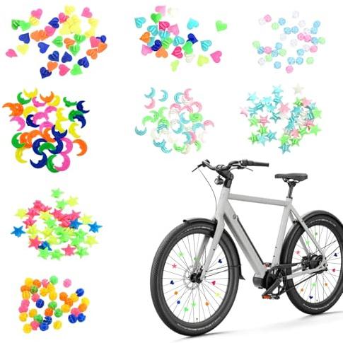 Foonary 288 piezas de radios de bicicleta de colores, reflectores de radios de bicicleta, accesorios de bicicleta con clips para radios de bicicleta, reflectores para conducción nocturna