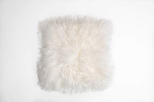 Yukon International Housse d'oreiller en Peau d'agneau de Mongolie (Ivory, 40 x 40)