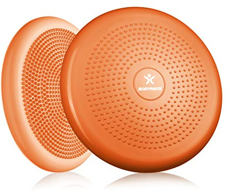 BODYMATE Cojín de equilibrio con bombín, diámetro 34 cm | Cojín propioceptivo, cojín inestable, cojín hinchable | Entrenamiento de tronco, espalda, fitness, rehabilitación, coordinación
