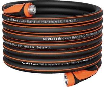 Giraffe Tools Garden Hose 5/8, Water Hose Heavy Duty, Flexible, Lightweight Hybrid Hose with Swivel Handle, 100ft Male to Female Fittings, Burst 600 PSI