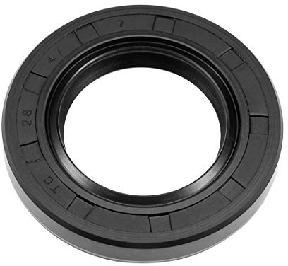 sourcing map Oil Seals Rubber TC 28x47x7mm Double Lip w/Spring Black | Nitrile Rubber Cover for Bearing Shaft