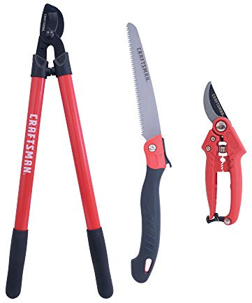 CRAFTSMAN CMXMKIT0170 Tree & Shrub Pruning Set with Bypass Pruning Shears, Bypass Lopper and Folding Pruning Saw