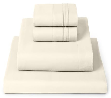 Mellanni King Sheets Set - 4 PC Iconic Collection Bedding - Hotel Luxury, Extra Soft, Cooling Bed Sheets - Wrinkle, Fade, Stain Resistant (King, Golden Ivory)