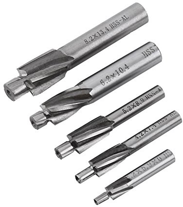 5pcs Counterbore Drill Bits Set, 4 Flutes Straight End Mill Cutter HSS Countersink Slot End Mill Cutter M3-M8 for Copper Aluminum Cast Iron