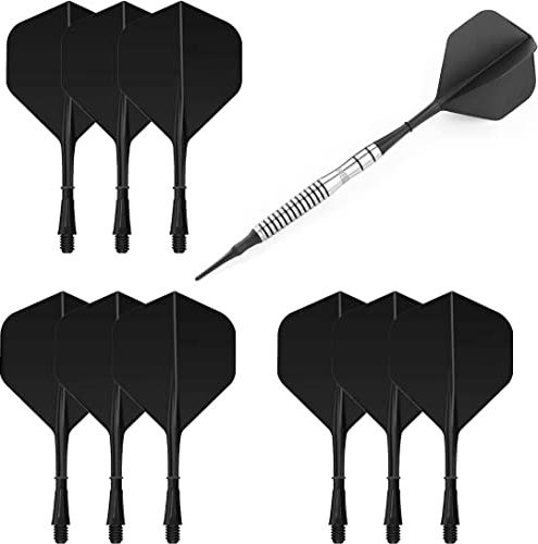 HERZWILD Dart Schäfte und Flights aus einem Stück Dartpfeile Zubehör Dart filghts Dart shafts (Schwarz)