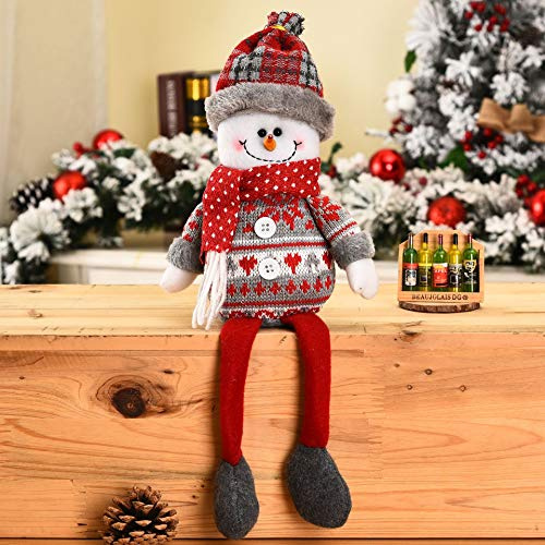 SIQITECHNO Christmas Decorations Long-Legged Santa Claus Elk Mouse Snowmen Sitting Hanging Plush Figurine Doll Ornaments for Home Window Table Fireplace Shelf Sitter Christmas Party Decoration Gifts