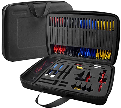 Messspitzen für Multimeter kfz, Kethvoz Automotive Circuit Test Leads 92pcs Testkabelsatz mit Trage Tasche, Elektrische Krokodilklemmen,Test Probes, SRS-Stecker 5KΩ Potentiometer enthalten