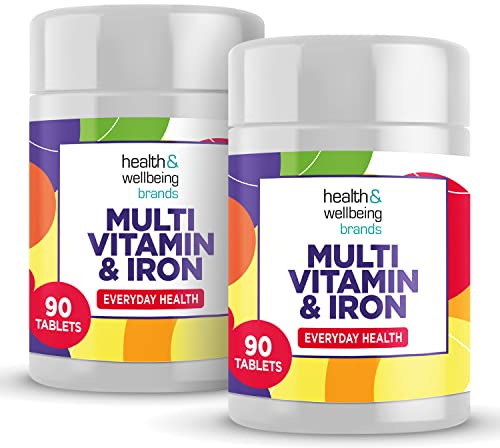 Multivitamin & Iron (180) 2 x 90 Easy to Swallow Tablets (180) with Vitamins A,B,D,C,E and Minerals, One a Day, Support for Immune System,