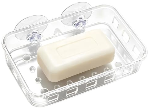 1-pack sugkopp tvålskål hållare tvålfodral klar akrylplast väggmonterad dusch tvålhållare badrum kökstillbehör håller säkert bar tvål, svamp och toalettartiklar