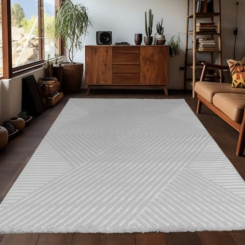 Ayyildiz Moderne Vintage Teppiche für Dein Wohnzimmer - stilvoll und gemütlich, Waschbar bis 30 Grad, Größe:120 x 170 cm, Farbe:Silber