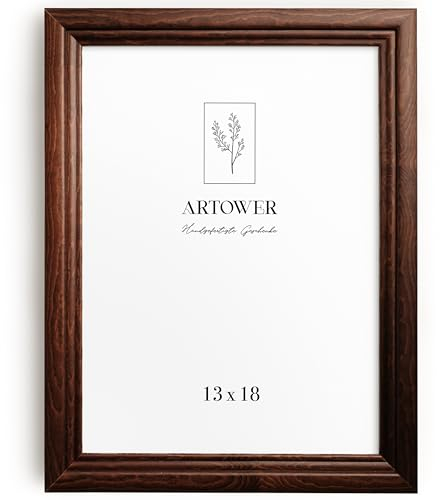 Artower® Bilderrahmen Vintage Braun Holz Rahmen für 13 x 18 cm | Posterrahmen Groß Collage | Picture Frame Vintage Brown Wood 13x18 cm | Retro Schmal Bilderrahmen | Braun Poster Rahmen