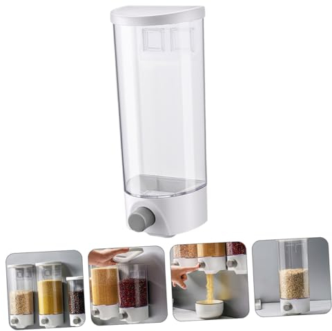 MAGICLULU Tarro De Almacenamiento Montado Pared Transparente y Hermético Dispensador De Cereales Gruesos Fácil Instalación Para Cocina y Despensa