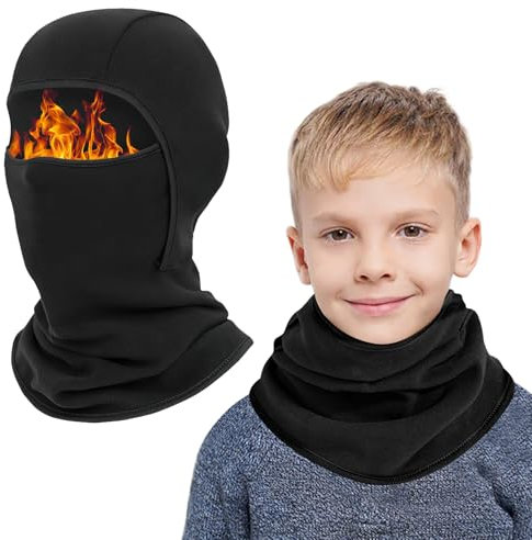 AYPOW Passamontagna in Pile Termico Bambini 6-14 Anni, Invernale Multifunzione Antivento Caldo Maschera da Sci da Ciclismo, Berretti Cappello con Scaldacollo per Ragazzi Ragazze Sport all'Aria Aperta