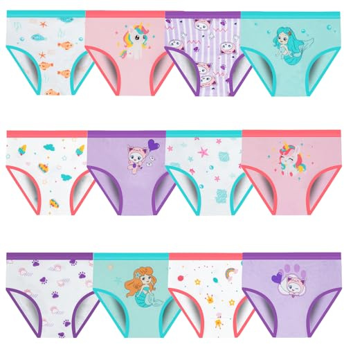 JackLoveBriefs Bragas para niña Paquete de 12 algodón Calzoncillos para Niñas (2-9 años)