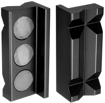 sourcing map Ganasce magnetiche da 10,2 cm, con scanalature a V, in alluminio morbido, protezione multiuso per la lavorazione del legno e la creazione di gioielli idraulici, nero