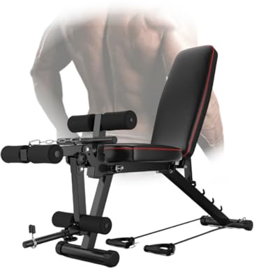 Panca Addominali Panca Palestra Multifunzione, 440 libbre Heavy Duty, PU antiscivolo e rullo per gambe a 3 livelli per pressa con manubri, allenamento completo del corpo, fitness in palestra
