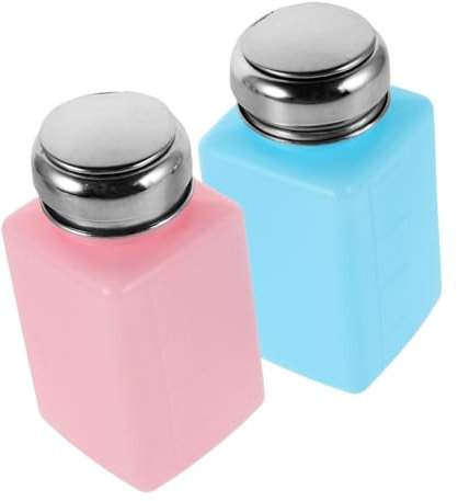 PartyKindom 2pcs 200ml Anti Static Push down Alcohol Solvent Pump Bottles Refillable Press Type Liquid Dispenser with Blue and Pink for Industrial and Laboratory Use