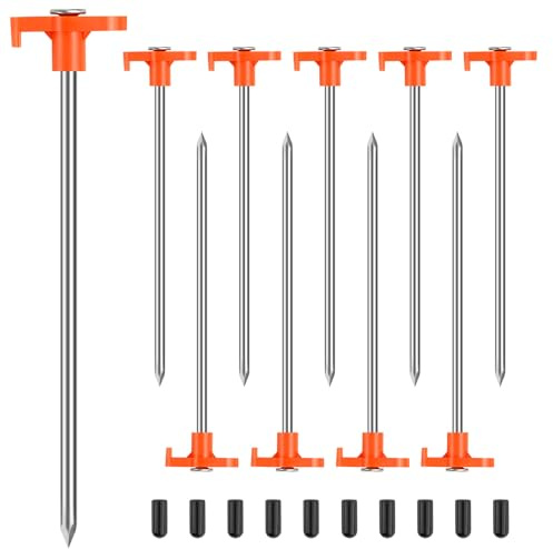 10PCS Tent Stakes Heavy Duty,7.1Inch Tent Pegs Non-Rust Metal Camping Stakes,Ground Stakes Tent Spikes Camping,Hiking Orange