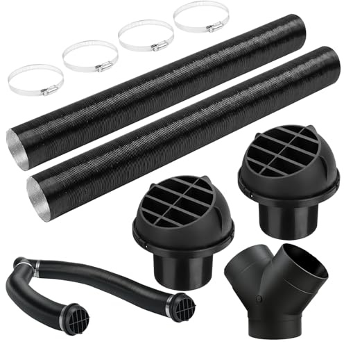Tubo de Calefacción para Coche, Auto Calentador Conducto de Tubería 75 mm Pieza en Y con Salida de Sire Caliente y Puerto de Escape y Abrazadera de Manguera para Calefacción de Estacionamiento