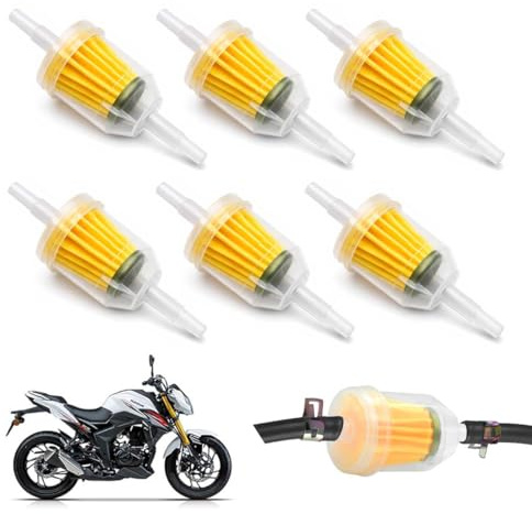 MUNZE Filtro Benzina Moto 6 Pezzi Giallo Grande 6-8Mm Rapido Carburante Scooter Tosaerba