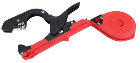 Qudinip Atadora de Plantas Diseño Ergonómico Herramienta Eficiente para Tomates Pepinos Uvas Negro y Rojo 1 Unidad (Negro y Rojo 10 Rollos de burocracia.)