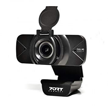 PORT CONNECT WEBCAM FULL HD 1080P compatibile con Window & Mac connessione USB-A & USB-C Microfono Nero