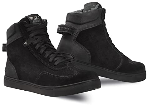 SHIMA SX-2 EVO Motorradschuhe für Herren - Atmungsaktiv, Verstärkte Leder Biker Motorradstiefel Männer mit Knöchelstütze, Rutschfeste Sohle, Schaltpolster (Schwarz, 48)