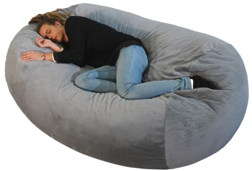 bananair Sitzsack XXL mit Füllung für Kinder und Erwachsene, 160 x 90 x 60 cm - Weich und Bequem - Maschinenwaschbarer Bezug - Sitzsack Sofa (Hellgrau)