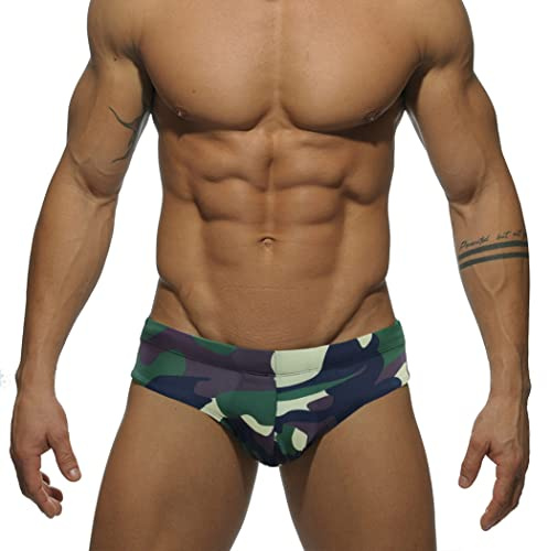 RQPYQF Costume da Bagno Uomo, Costume Slip Nuoto Mare e Piscina Uomo Swimming Brief Coulisse Regolabile YK18 (Camouflage, L)