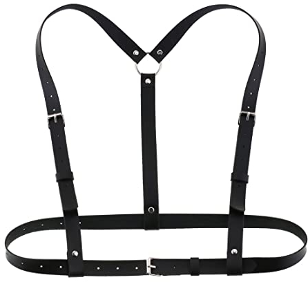 CUHZA Damen Punk Taillengürtel,Damen PU Leder Gürtel Körper,Gothic Gürtel Brust Kette Schwarz,körperkette taillengürtel Verstellbare für Cosplay, Rave Outfit, Halloween Kostüm