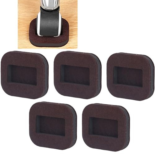 5 Piezas Almohadillas Inferiores Muebles, Tazas Ruedas Fieltro Copas Ruedas Fieltro Fijas, Antideslizantes para Muebles Inferiores Tapones para Pisos Madera Dura para Ruedas Sillas (Marrón)