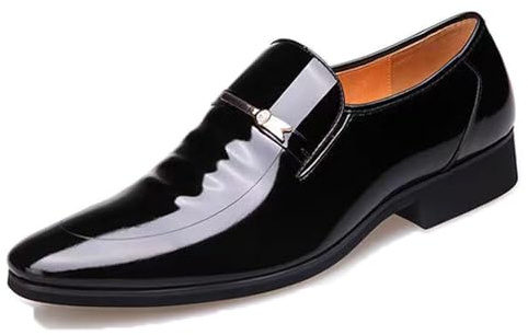 LMUIPMAA Negocios Casual Slip En Mocasines Charol Cuero Formal Oxford Vestido Zapatos Esmoquin Boda Zapato De Los Hombres,Negro,43 EU