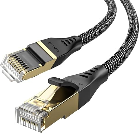 MOGOOD Interernet Cable 1M, Cat 8 Lan Network Cable, High Speed RJ45 Ethernet Cable Compatible with PC, Routers, Game Consoles, Laptops, Modems