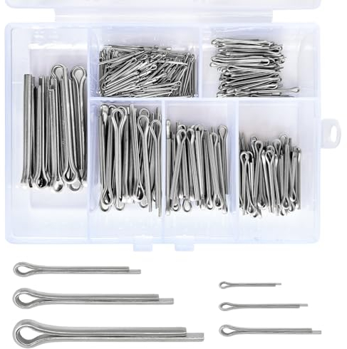 275 Piezas Pasadores Partidos de Acero Inoxidable, Pasador de Chaveta, R Clips de Retención R Cotter Pine, Tractor Pin Clips Enganche Pin de Fijación para Remolque Tractor Camión ﻿