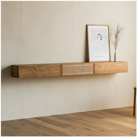 Mueble de TV Suspendido Soporte flotante for TV de 78,7 pulgadas con 2 cajones, centro de entretenimiento montado en la pared con estante de almacenamiento, soporte de mesa for consola multimedia for