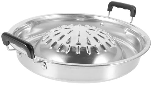 LALADEFIEE Koreanische Grillpfanne Für Holzkohlegrill Runde Antihaftbeschichtete Grillplatte Für Drinnen Und Draußen Vielseitige Grillpfanne Für BBQ Rauchfreies Grillen