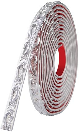 Moldura plateada autoadhesiva, decoración de techo de pared para despegar y pegar, borde de papel tapiz 3D, bordes de azulejos, líneas de pared adhesivas para borde de espejo, fondo de TV (2 cm x 5 m)