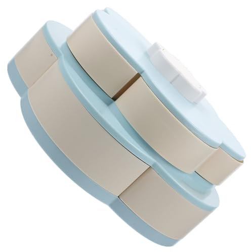 FUNNETOYU Bandeja Giratoria De Doble Capa Con Compartimentos Para Snacks y Frutos Secos Forma De Organizador De Chuches Con Soporte Para Móvil Color Azul