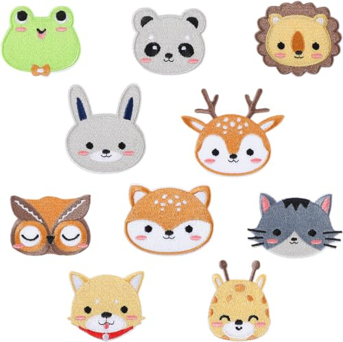 Sibba 12 Stück Patches Bügelflicken Kinder Applikation Flicken Zum Aufbügeln Bestickte Bügelbilder Aufnäher Für DIY T-Shirt Jeans Kleidung Taschen Mützen Reparieren Sie Das Loch (Tiermuster)