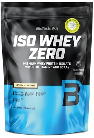 BioTechUSA Iso Whey Zero | Premium Whey Protein Isolate | Grass-Fed | Enzyme-Free | Sugar- and Gluten-free, 454 g, Vanilj