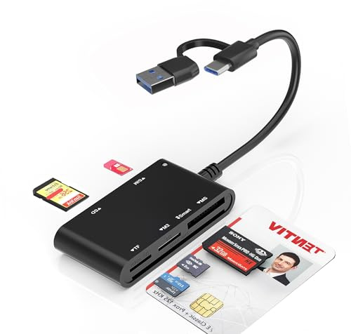 Type C/USB SIM Card Adapter - 7 in 2 CAC Smart Card Reader Military, MS Pro Duo/SD/TF/M2/ID/IC/PIV/SIM Card Reader, Memory Stick Pro Duo Adapter SIM Card Reader for Computer,PC,Windows,Linux,MacOS