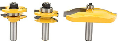 Juego de 3 Fresas con Vástago 1/2, Fresa Uñero y para Carpintería, Corte Preciso en y Madera - Bits Doble Biselado 45°, Ranurado y Ensamblaje Profesional