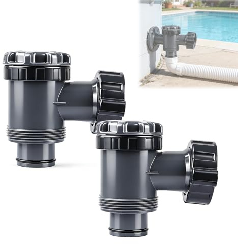 Poolavstängningsventil 38 mm för Intex och Bestway pooltillbehör, kolvventil poolanslutningar, vatteninloppsventil, avstängningsventil pool, poolreservdelar ovanjordisk pool och poolfilterpump