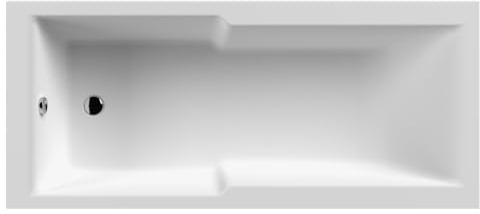 Balterley Contemporary Bathroom Square Straight Shower Bath Tub, White, Eternalite Acrylic, 1700 x 750mm