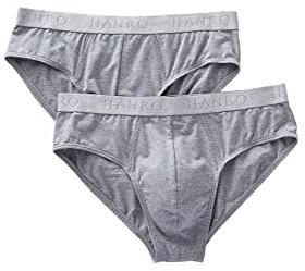HANRO Men's Cotton Essentials Briefs 2-Pack 73075, Light Melange, X-Large