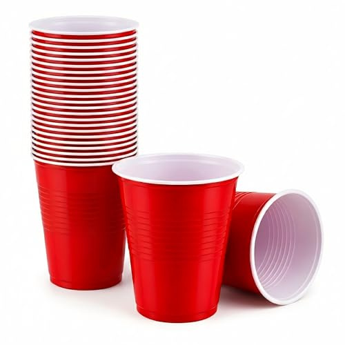 Ayn Al Madina 16oz Pack of 50 - Beer Glasses - Disposable Recyclable & Reusable – Drinking Cups for Parties & All Types of Events – Sturdy & Waterproof